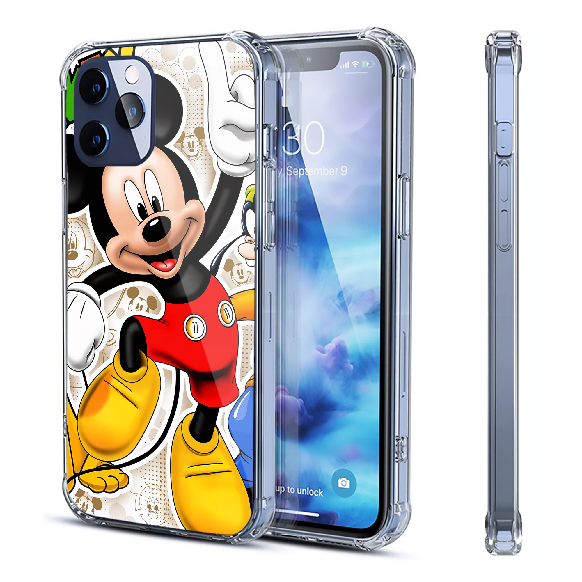 （画像用） ミッキーマウス Mickey Mouse 【iPhone 12シリーズ対応】透明スマホケース（クリアソフトケース）